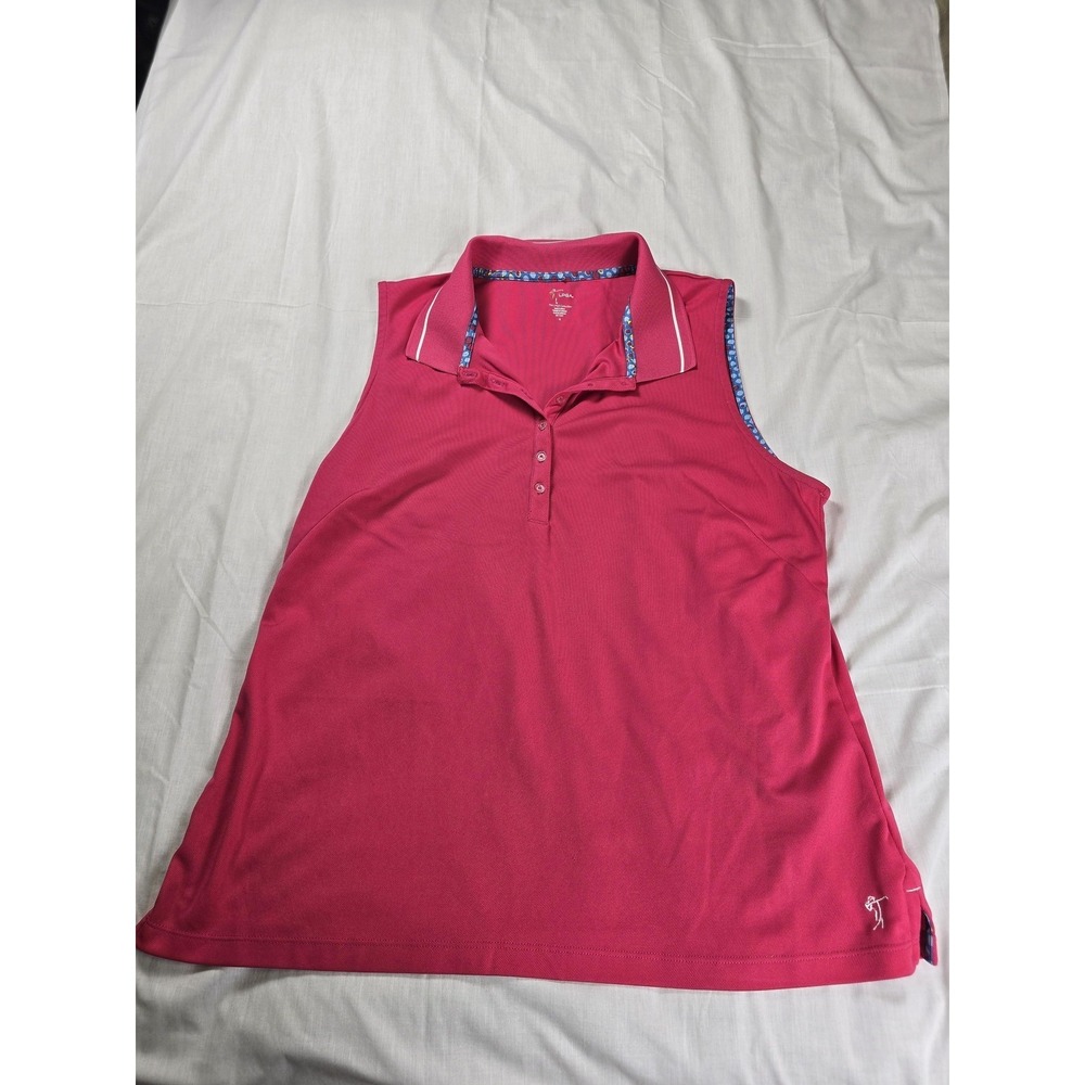 LPGA Collection Sleeveless‎ Polo Shirt Womens XL Pink Golf Top Collared Athletic